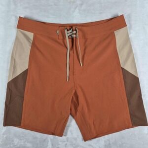 Birdwell Beach Britches Boardshorts Men's 34 Orange 8" Inseam Pool Swim Trunks